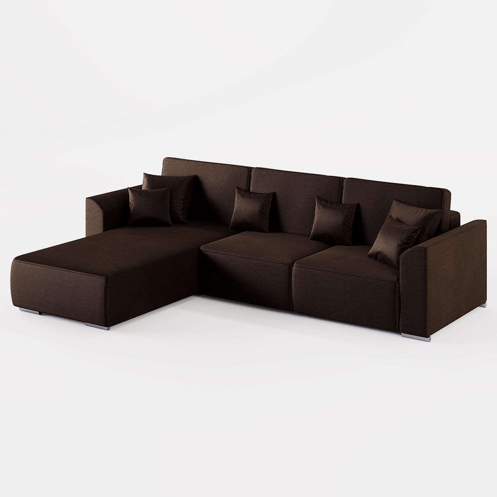 ECKSOFA LUMO L Links Braun Velours-Stoff mit Schlaffunktion und Bettkasten - Dunkelbraun, Textil (293/195cm) - Barchello