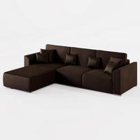 ECKSOFA LUMO L Links Braun Velours-Stoff mit Schlaffunktion und Bettkasten - Dunkelbraun, Textil (293/195cm) - Barchello