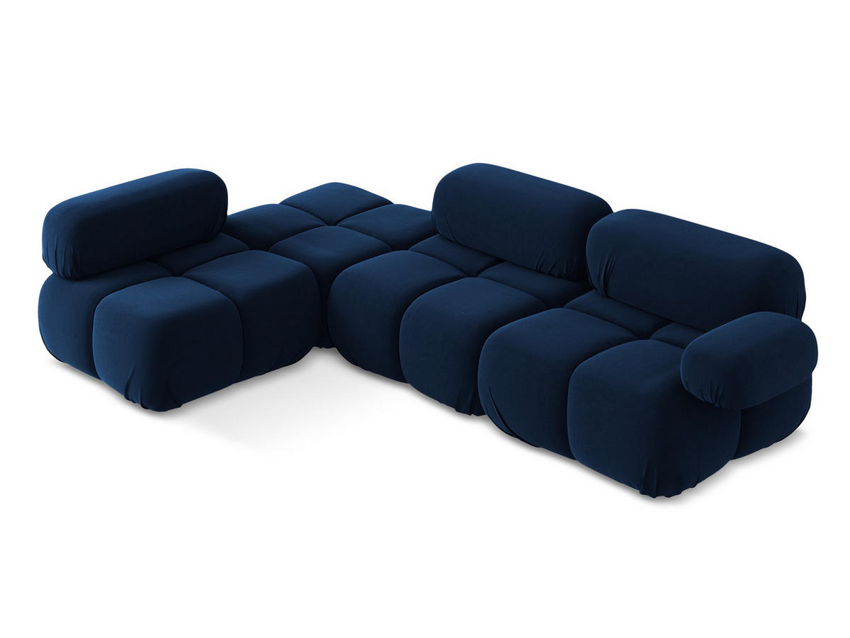 ECKSOFA Links Samt Stoff Blau - Blau/Schwarz, Kunststoff/Textil (190/285cm) - Makamii