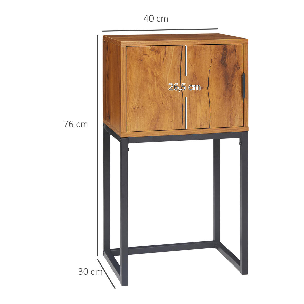 KONSOLENTISCH, Flurtisch mit Schrank, Sofatisch im Industriedesign für Eingang - Naturfarben, Kunststoff/Metall (40/30/76cm) - HOMCOM