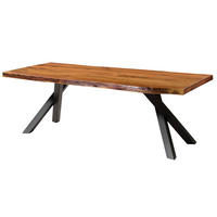 BAUMTISCH Akazie 200x100x76 natur lackiert / A-Gestell anthrazit matt FREEFORM 5 - Naturfarben, Holz (200/100/76cm) - Massivmoebel24