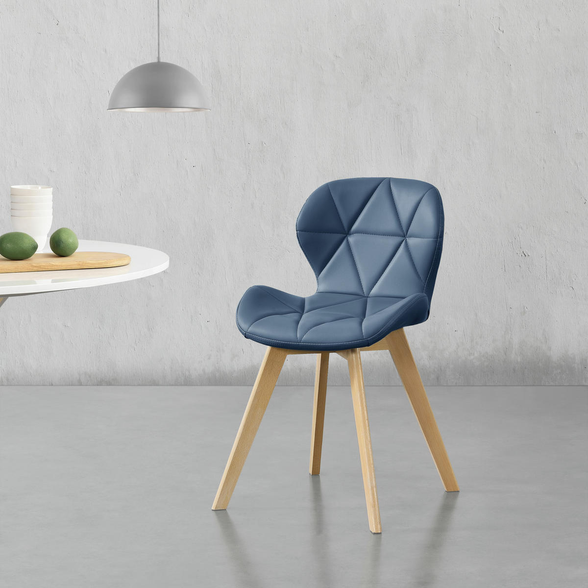 ESSZIMMERSTUHL-SET 4 TLG. Älmhult - Blau, Leder (47/78/52cm) - [en.casa]