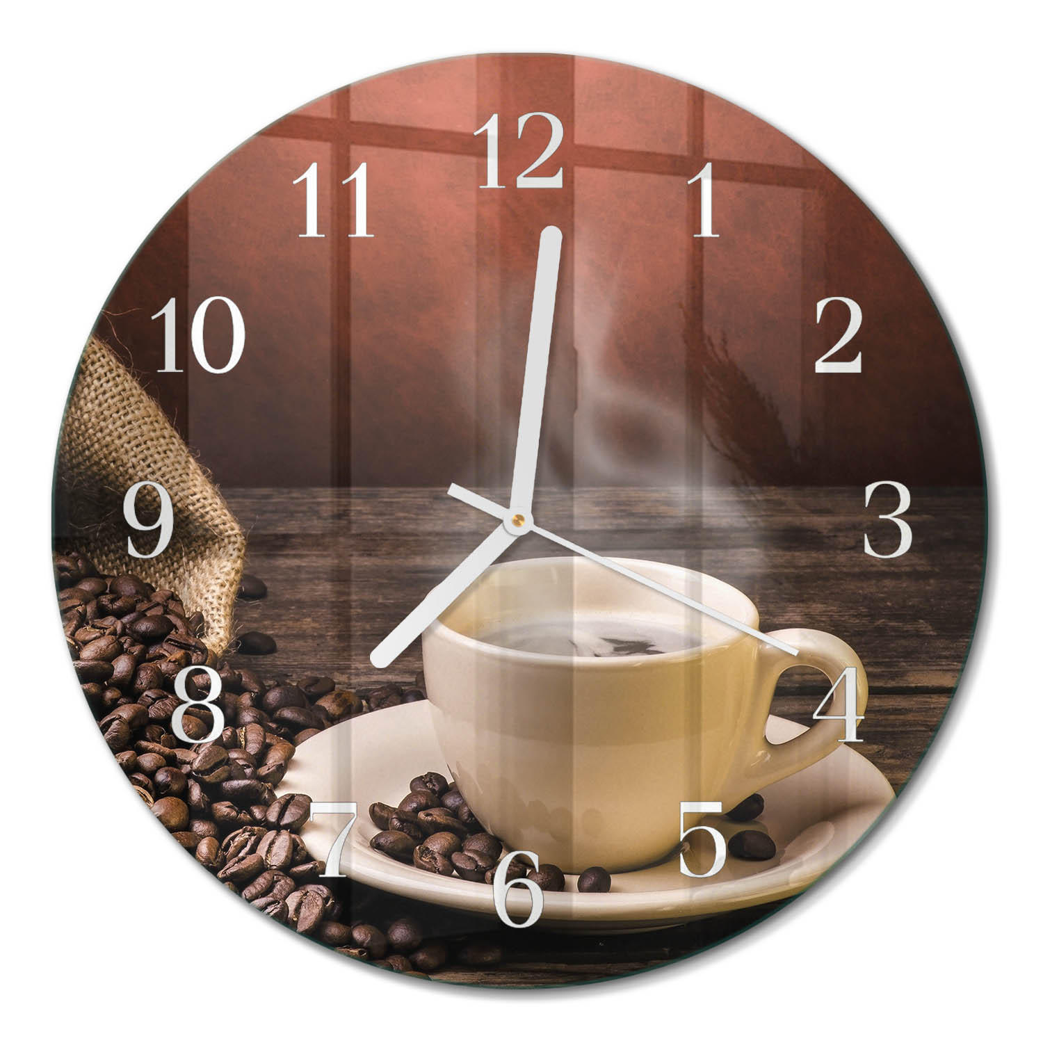 WANDUHR fi30 cm - Kaffee - Braun, Glas (30/30/0.4cm) - TULUP