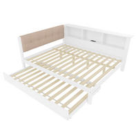 AUSZIEHBETT 140/200 cm DE-04479, mit LED, USB und 3 Regalen in Weiß - Weiß, Holz/Holzwerkstoff (140/200cm) - ComfortXL