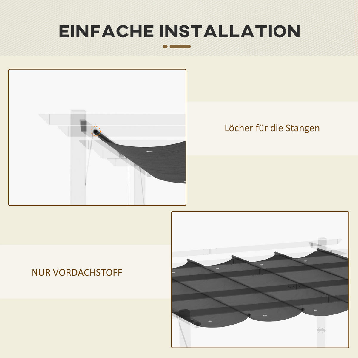 ERSATZDACH, Polyester, Dunkelgrau - Dunkelgrau, Kunststoff (255/6/250cm) - Outsunny