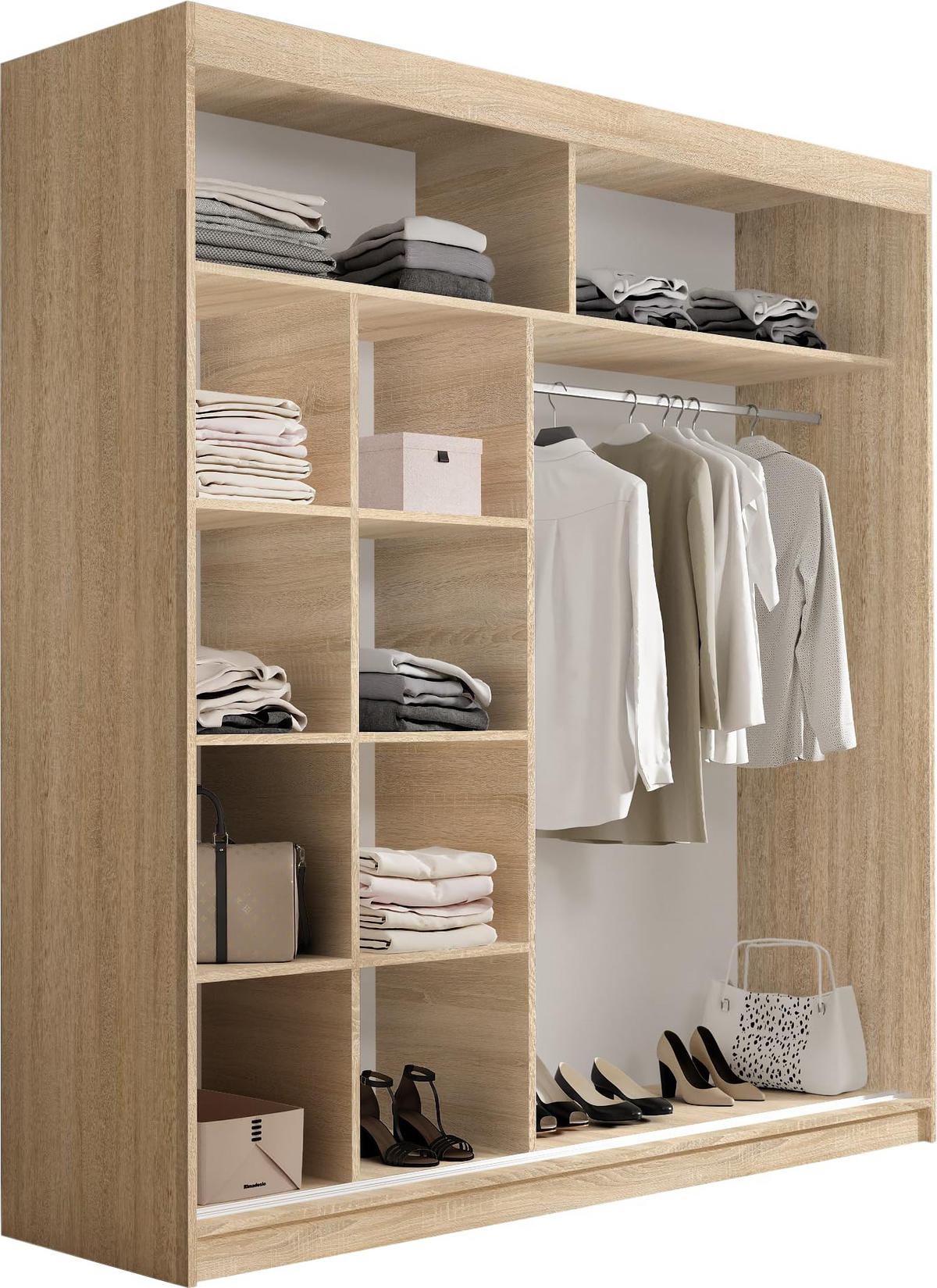 SCHIEBETÜRENSCHRANK mit Spiegel - Sonoma Eiche, Holzwerkstoff (215.5/180/59cm) - MebLocker