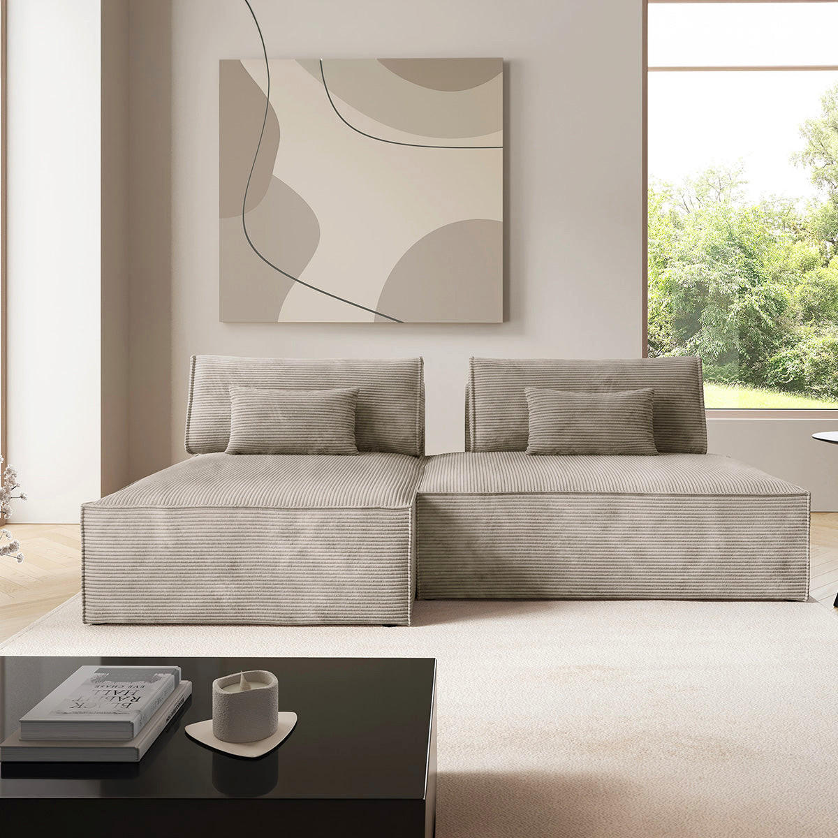 ECKSOFA Georgia Taupe - Taupe, Holz (236/148cm) - Petits-meubles