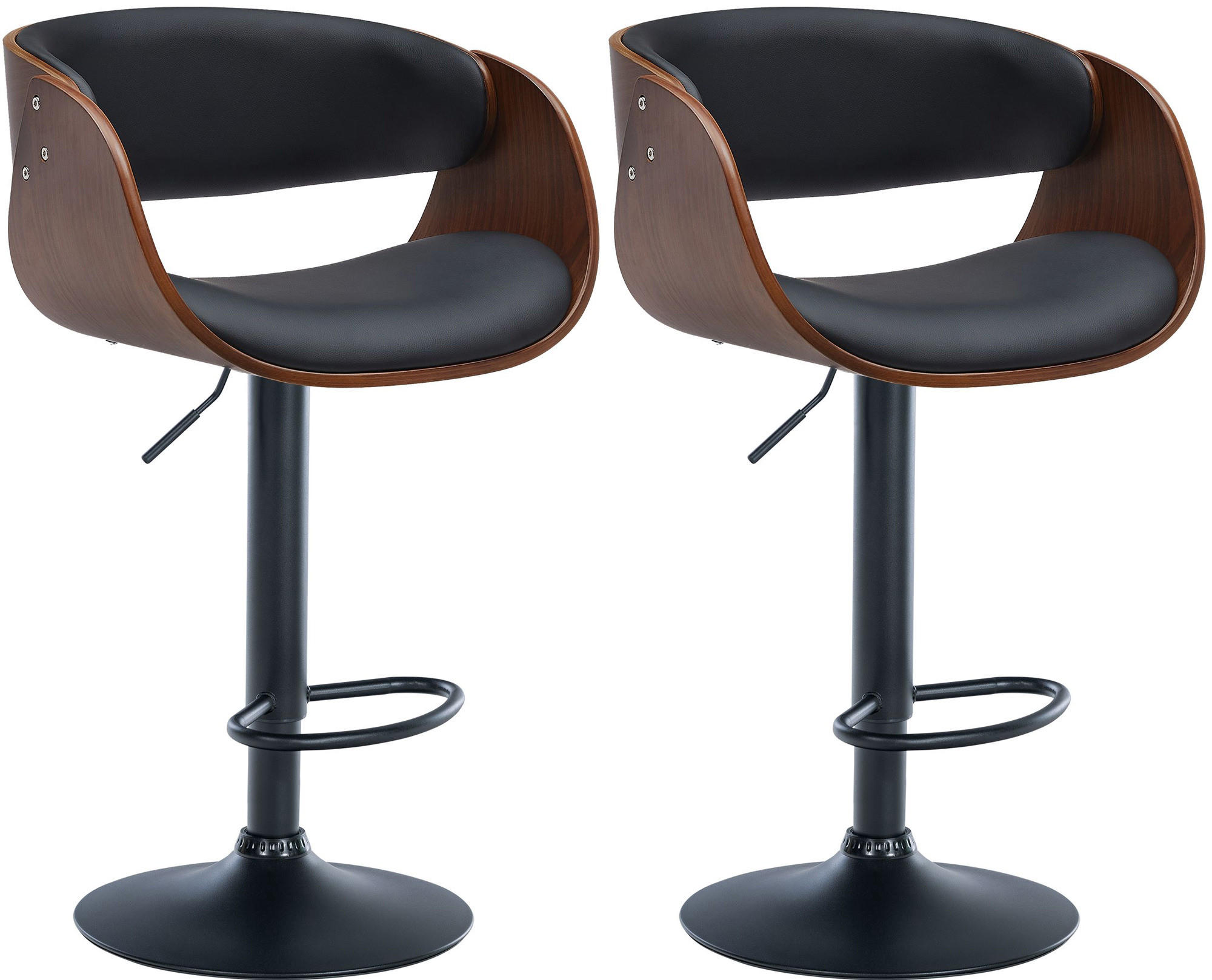 BARHOCKER 2er Set Lederlook walnuss/schwarz - Walnussfarben/Schwarz, Textil (52/87/52cm) - CLP