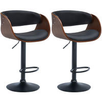 BARHOCKER 2er Set Lederlook walnuss/schwarz - Walnussfarben/Schwarz, Textil (52/87/52cm) - CLP