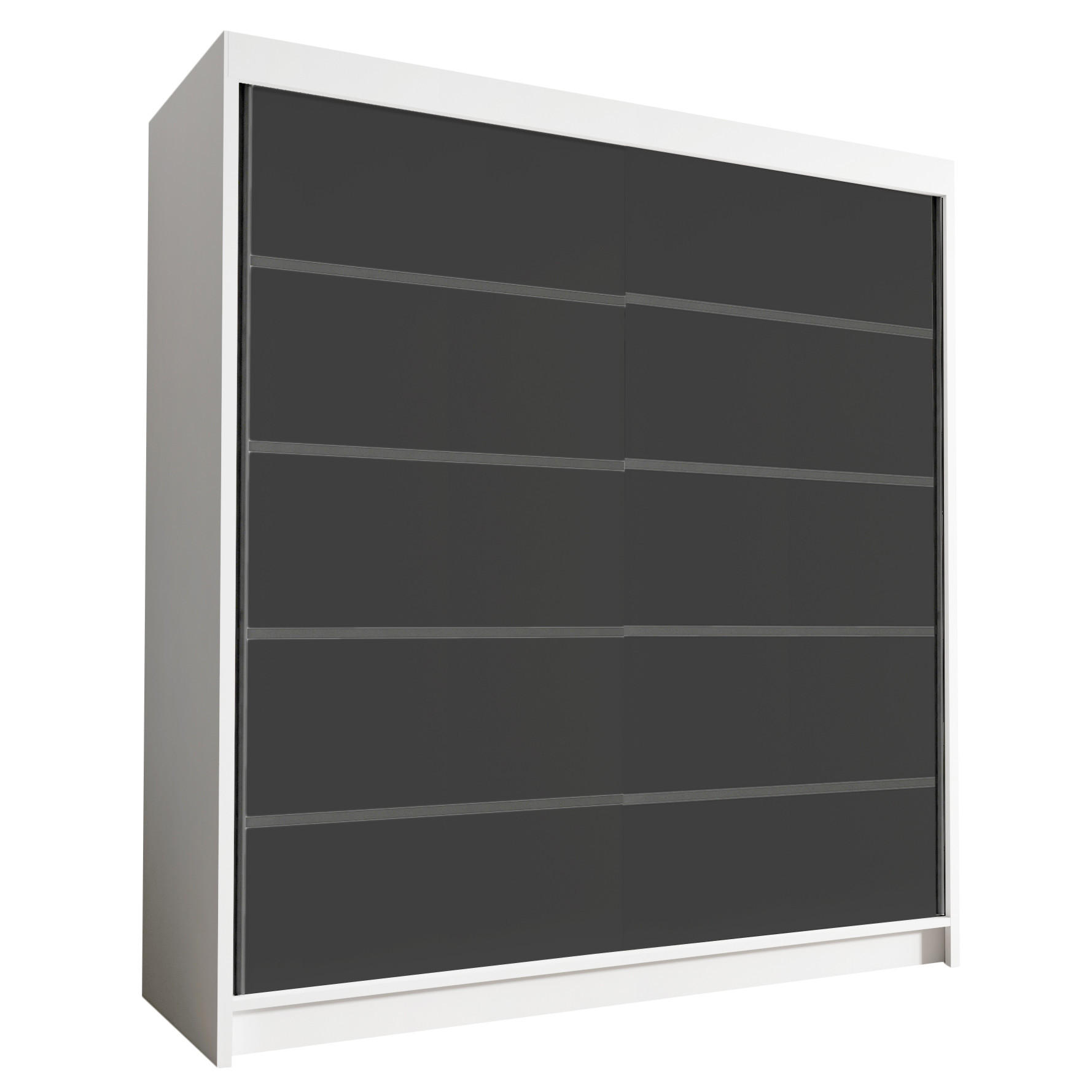 Sofnet Schwebetürenschrank Weiß, Schwarz 180x215x58 cm