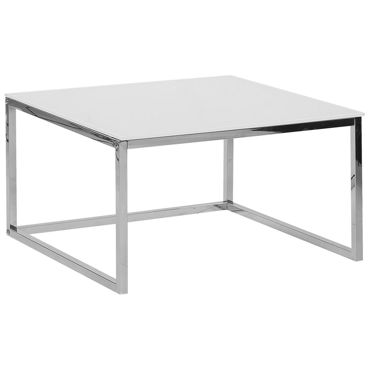 COUCHTISCH 2er-Set Quadratisch Weiß/Silber Brea - Weiß, Glas (60/60cm) - Beliani