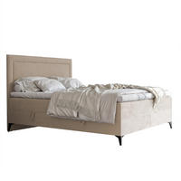 BOXBETT NERO 200/200 cm mit Matratze und Topper, Hellbeige - Sandfarben/Schwarz, Holzwerkstoff/Textil (200/200cm) - Idohome