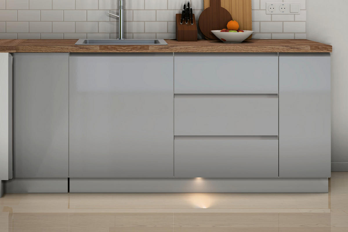 L-KÜCHE Velmora Grau Hochglanz – 300 × 240 cm – K31-G300 L - Grau, Holzwerkstoff (300/212/240cm) - ROYAL24_MARKT