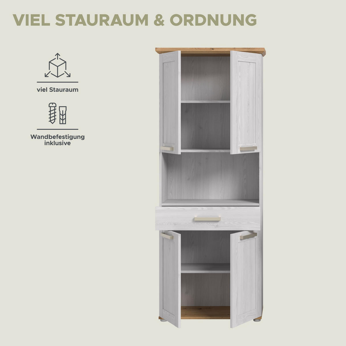 HOCHSCHRANK breit VERONA (B/H/T: ca. 74/187/34 cm) in Sibiu Lärche Nachbildung/Sibiu Lärche Nachbildung - Lärchefarben, Holzwerkstoff (74/187/34cm)