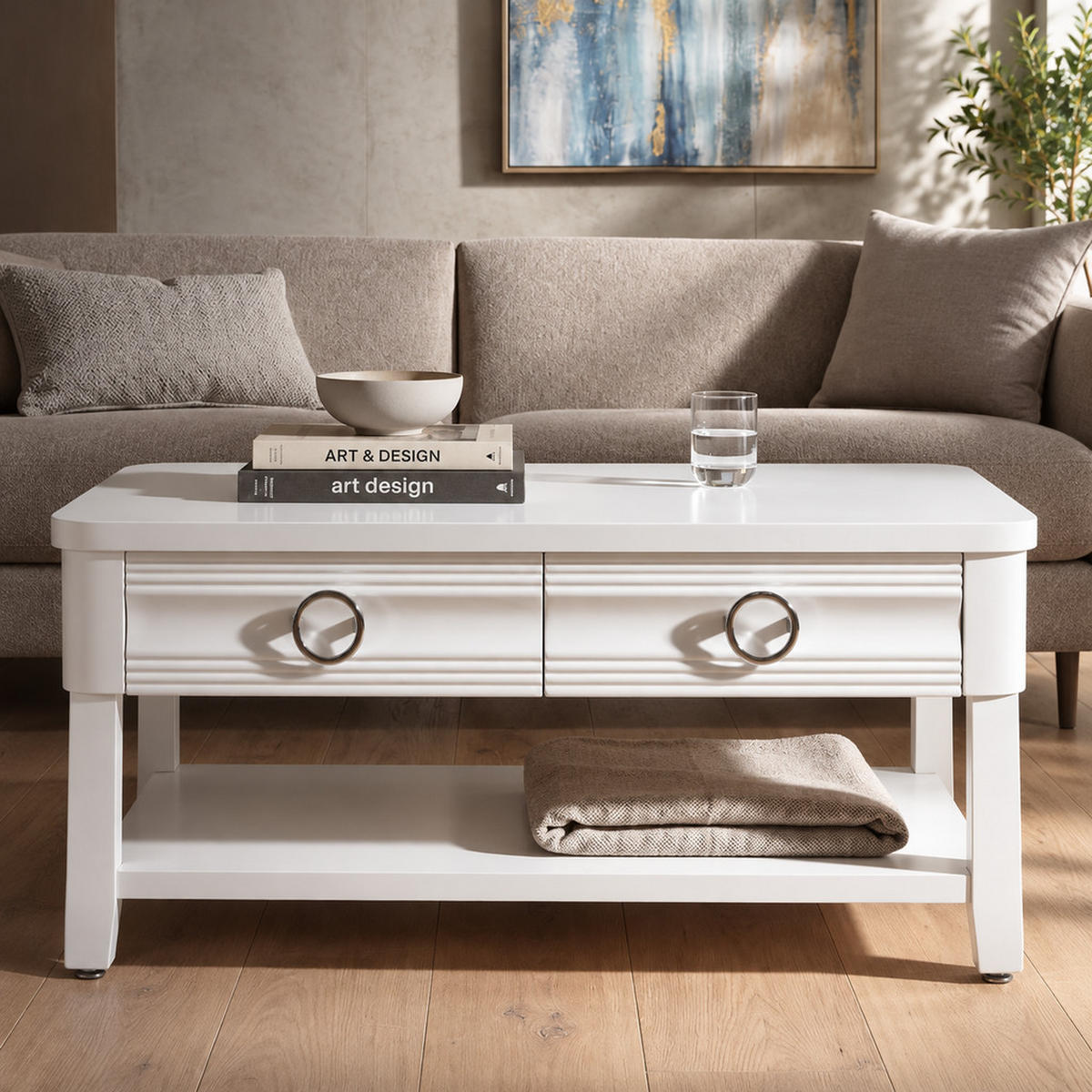 COUCHTISCH Shine, weiß, Tannenholz, MDF und Metall, 90 x 60 x 47 cm - Weiß, Holz/Holzwerkstoff (60/90/47cm) - Mauro Ferretti
