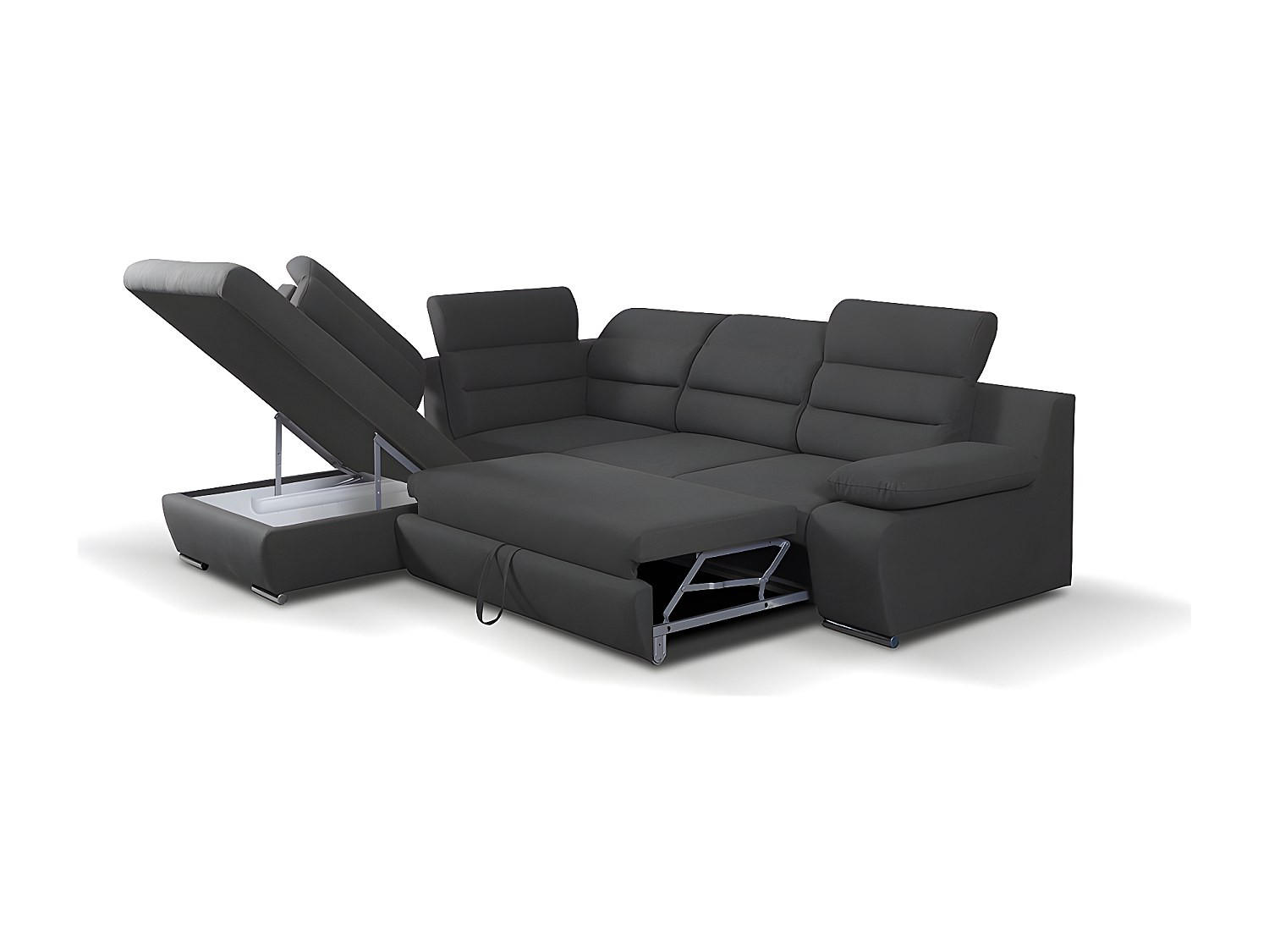 SCHLAFSOFA - -Sitzer - Stoff - Anthrazitgrau - - Anthrazit, Textil (269/100/219cm) - Vente-Unique