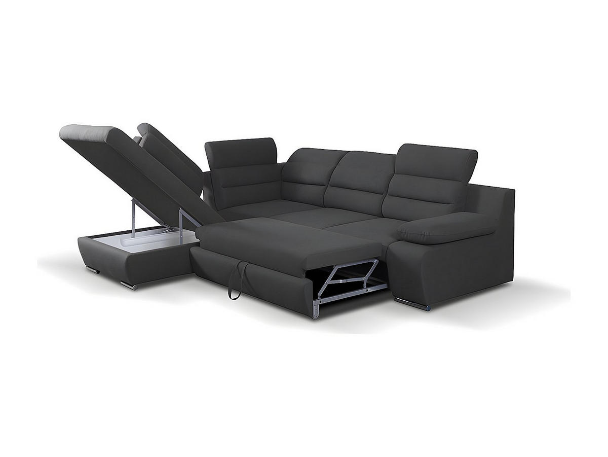 ECKSOFA mit Schlaffunktion PYLOS - Anthrazit - Ecke Links - Anthrazit, Textil (219/269cm) - Vente-Unique
