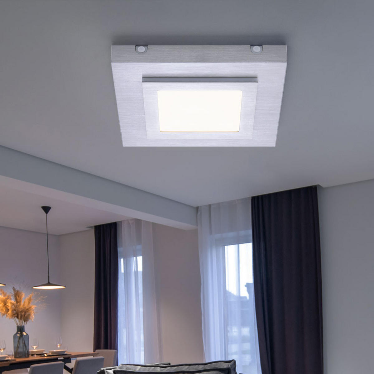 LED DECKENLEUCHTE TILING Aluminium Silber - Silberfarben, Metall (30/30/4.5cm)