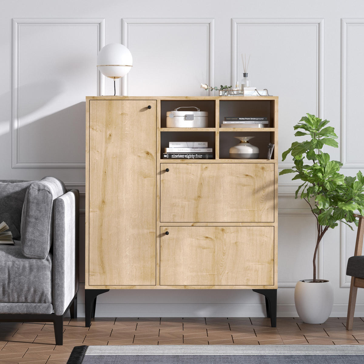BUFFETSCHRANK ewa beige - Beige, Holz (35/125/100cm) - Habitat Garten