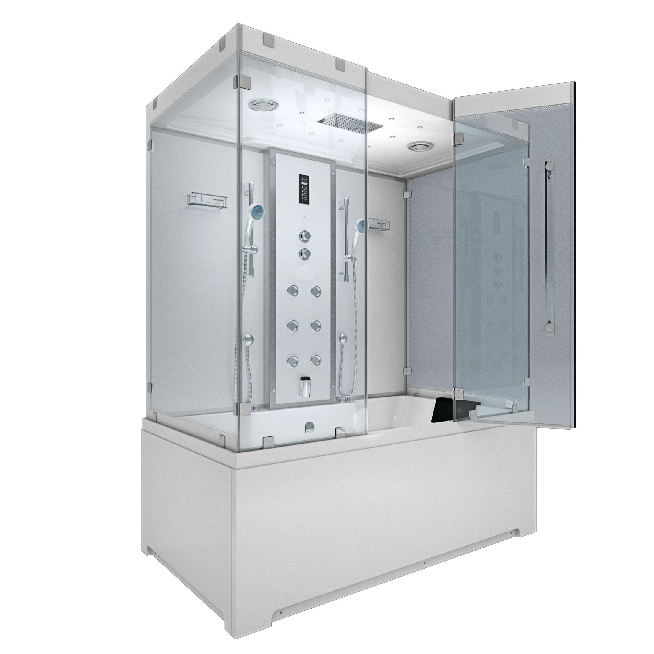 BADEWANNE Dusche K80-WS-EH-C-SC-EA Duschtempel 180x100 cm - Weiß, Glas/Kunststoff (180/100/228cm) - AcquaVapore by Sandra Jentho