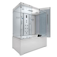 BADEWANNE Dusche K80-WS-EH-C-SC-EA Duschtempel 180x100 cm - Weiß, Glas/Kunststoff (180/100/228cm) - AcquaVapore by Sandra Jentho