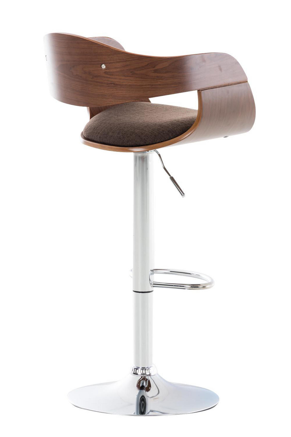 BARHOCKER 2er Set Stoff walnuss/braun - Chromfarben/Walnussfarben, Textil/Metall (50/88/48cm) - CLP
