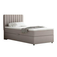 BOXBETT Everest 90 x 200 cm Einzelbett mit hochwertiger Bonell-Matratze und Topper - Cappuccino, Holz (90/200cm) - Panda Möbel