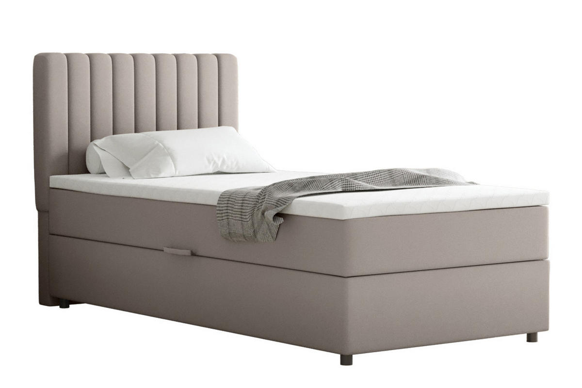 BOXBETT Everest 90 x 200 cm Einzelbett mit hochwertiger Bonell-Matratze und Topper - Cappuccino, Holz (90/200cm) - Panda Möbel