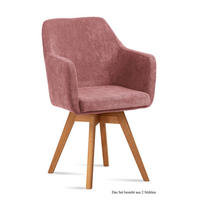 ARMLEHNSTUHL drehbar (2er-Set) Dorry 57x87x60 Eiche geölt/Rosewood - Eichefarben/Dunkelrosa, Kunststoff (60/87/57cm) - 58aufmkessel