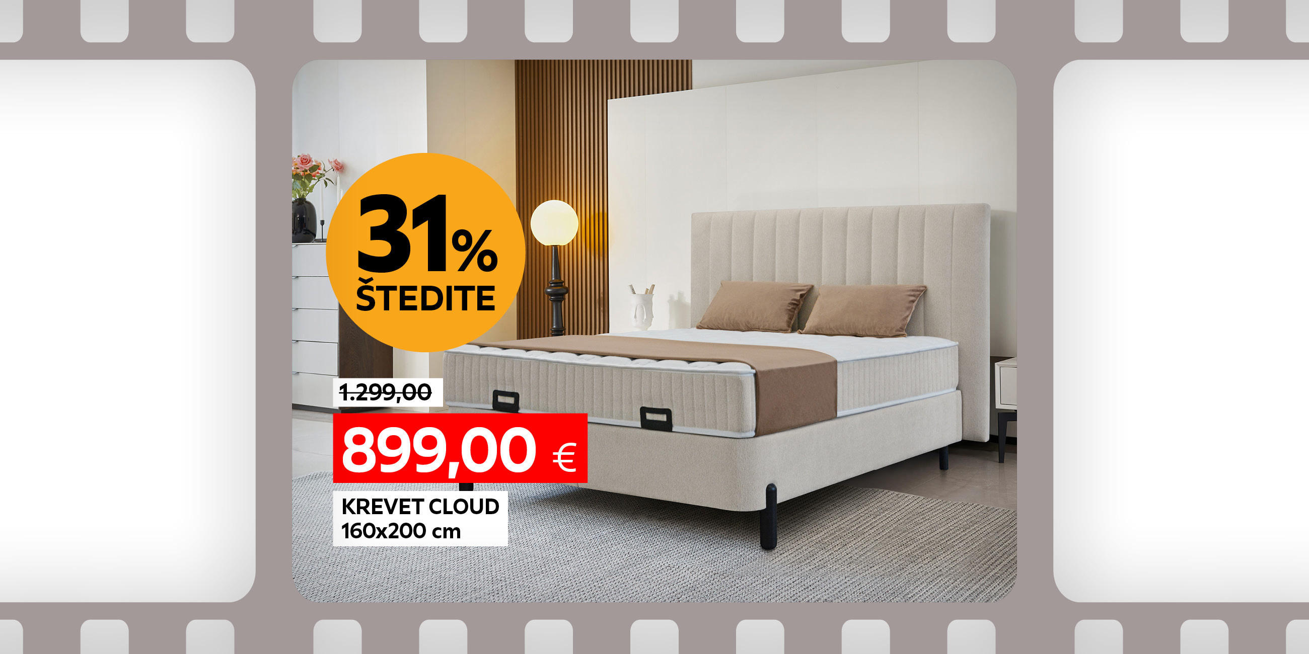 krevet Cloud 160x200 cm umjesto 1.299,00 € nova cijena 899,00 € štedite 31%