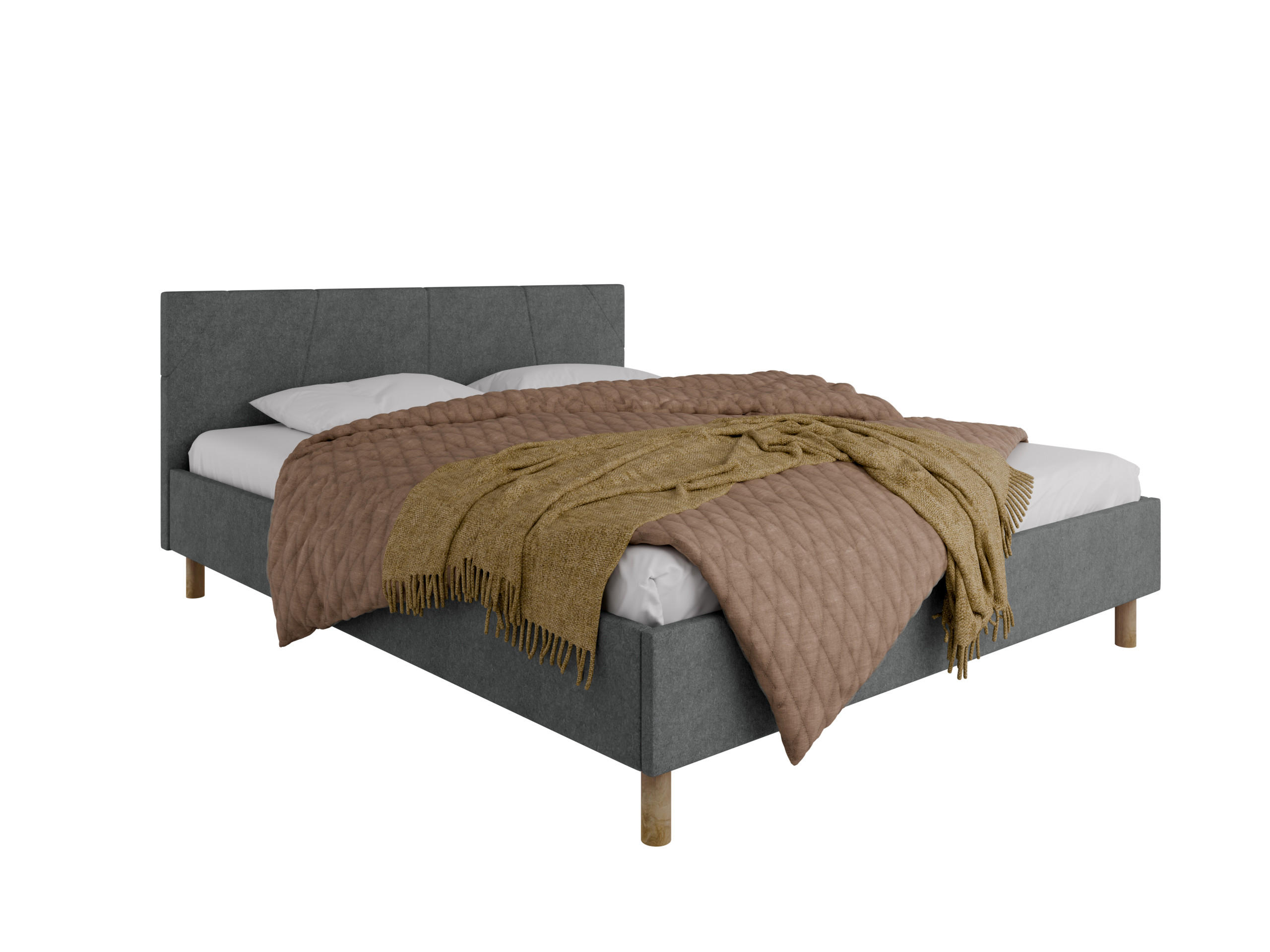 POLSTERBETT ALMORE 160x200cm Elegantes Polsterbett für modernen Wohnstil , 7-Zonen-Taschenfederkernmatratze mit kokos ARLAN (21 cm), grau - Grau, Holz (160/200cm) - Panda Möbel