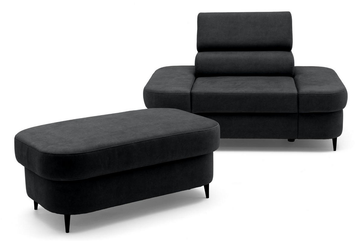 POUF PRIAM 104 x 60 cm Velours Anthrazit - Anthrazit/Schwarz, Holz/Textil (104/43/60cm) - Muffo