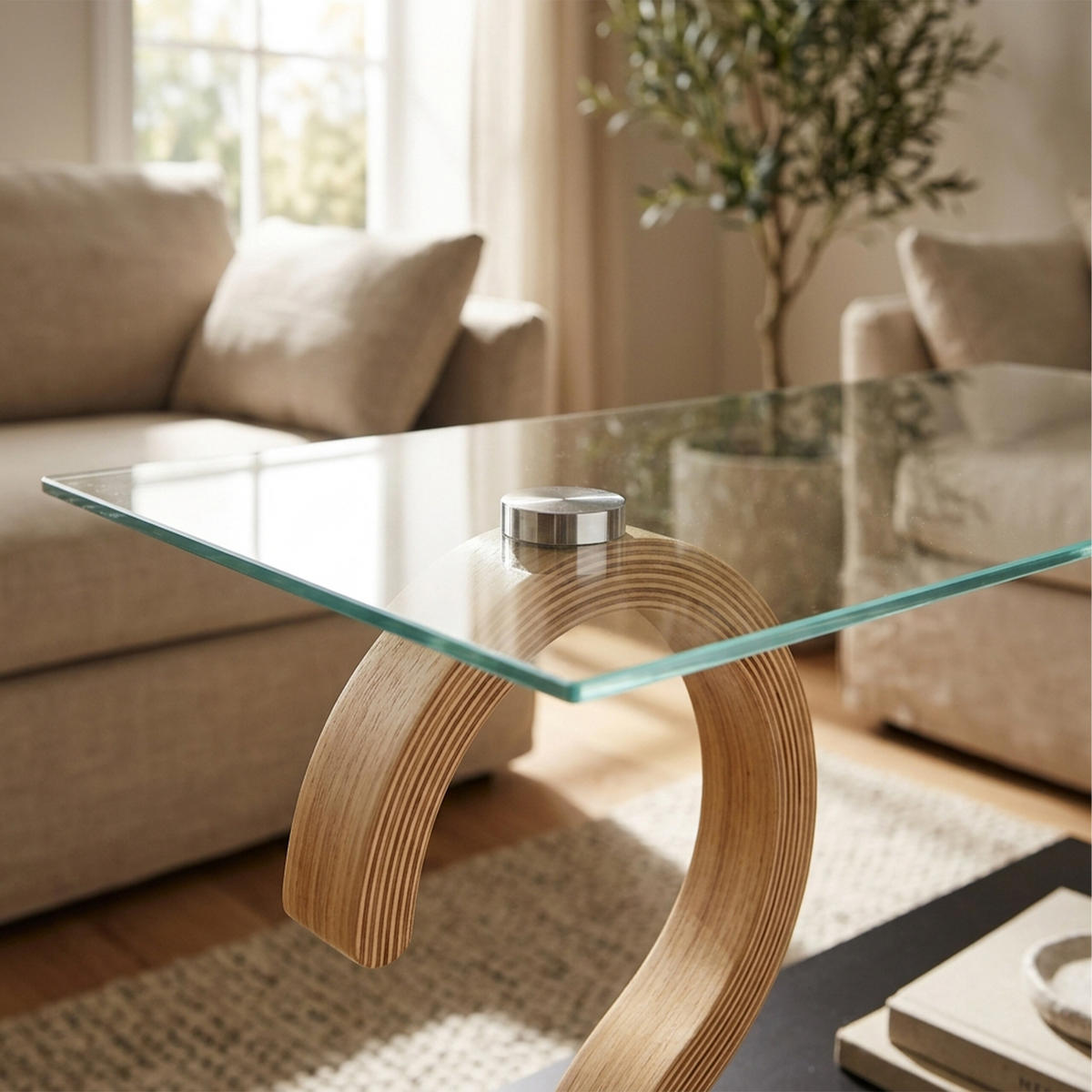 COUCHTISCH Schwarz Transparent Natur Glas mit Ablage - Multicolor, Glas/Holzwerkstoff (30/60/50cm) - Relaxdays