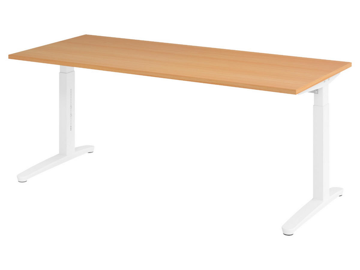 SCHREIBTISCH Serie-XB 80/180/74 cm in Buchefarben/Weiß - Buchefarben/Weiß, Holzwerkstoff (80/180/74cm) - bümö