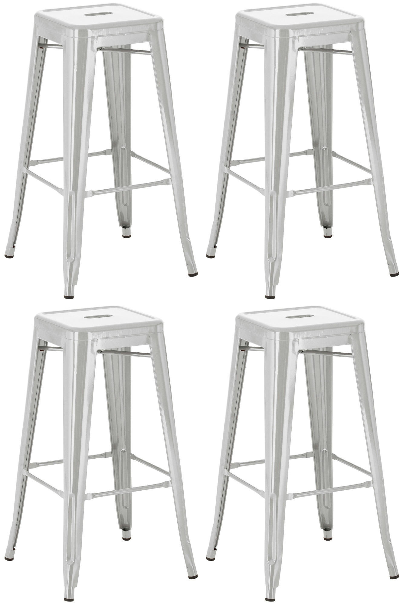 BARHOCKER 4er Set Metall silber - Silberfarben, Metall (43/76/43cm) - CLP