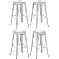 BARHOCKER 4er Set Metall silber - Silberfarben, Metall (43/76/43cm) - CLP