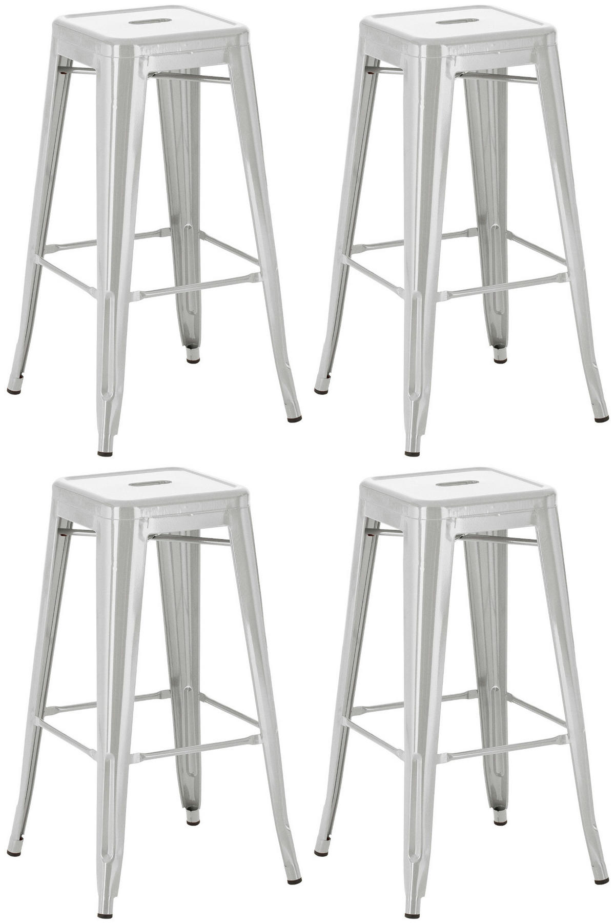 BARHOCKER 4er Set Metall silber - Silberfarben, Metall (43/76/43cm) - CLP