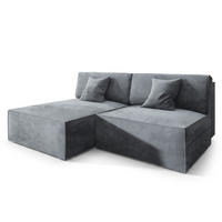 ECKSOFA FIORO M Grau Velours-Stoff mit Schlaffunktion - Grau, Holz/Kunststoff (204/148cm) - MASSENO