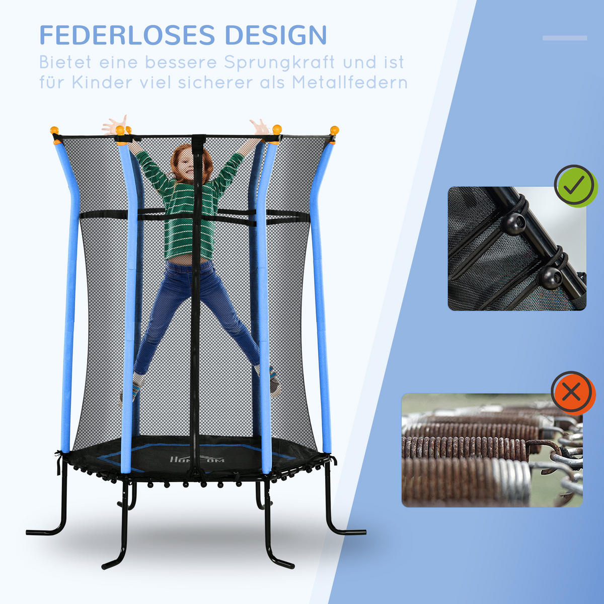 KINDERTRAMPOLIN - Blau, Kunststoff/Metall (163.5/163.5cm) - HOMCOM
