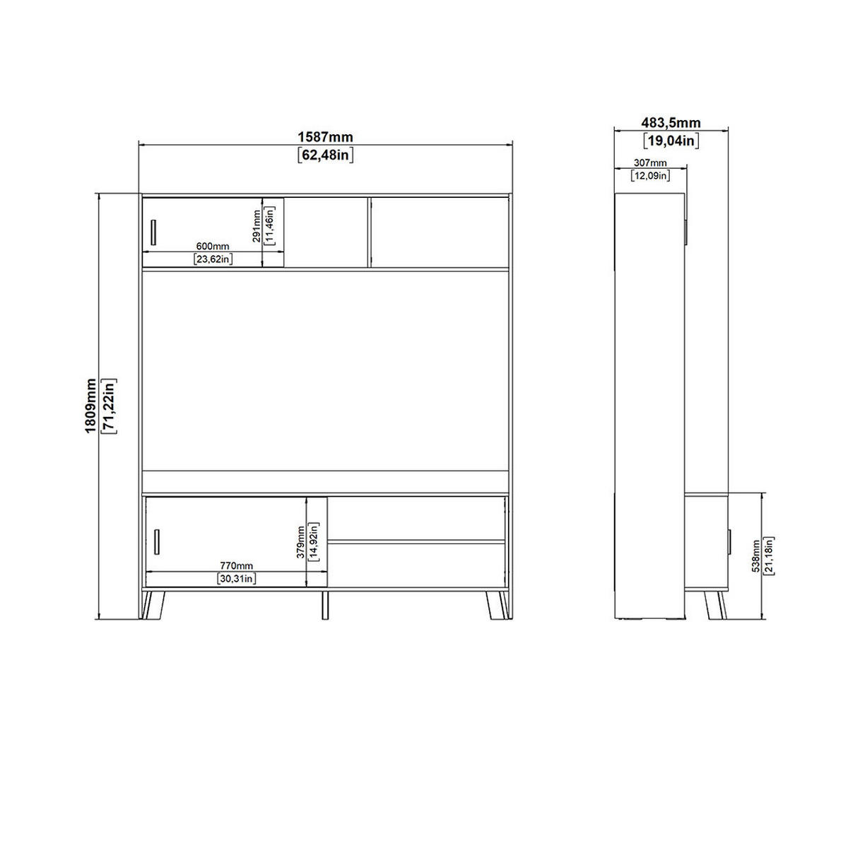 REGALSYSTEM, Ikast, Eiche, Holzwerkstoff, 159 x 49 x 181 cm - Eichefarben, Holzwerkstoff (159/181/49cm) - ebuy24