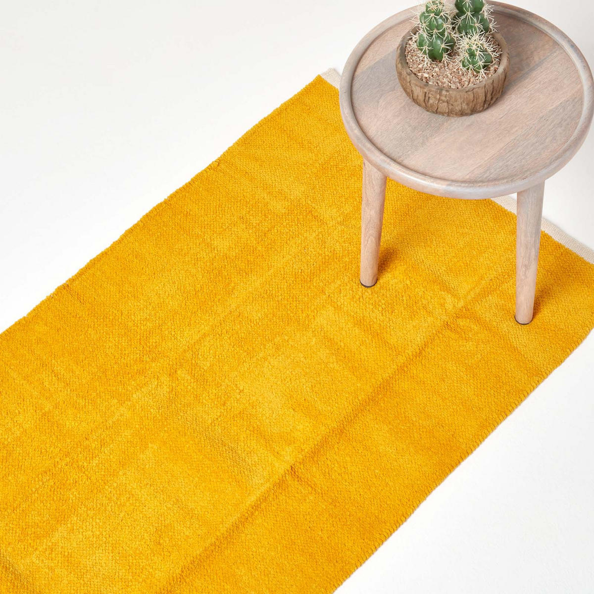 HANDWEBTEPPICH-LÄUFER Chenille 66/200 cm - Currygelb, Textil (66/200cm) - Homescapes