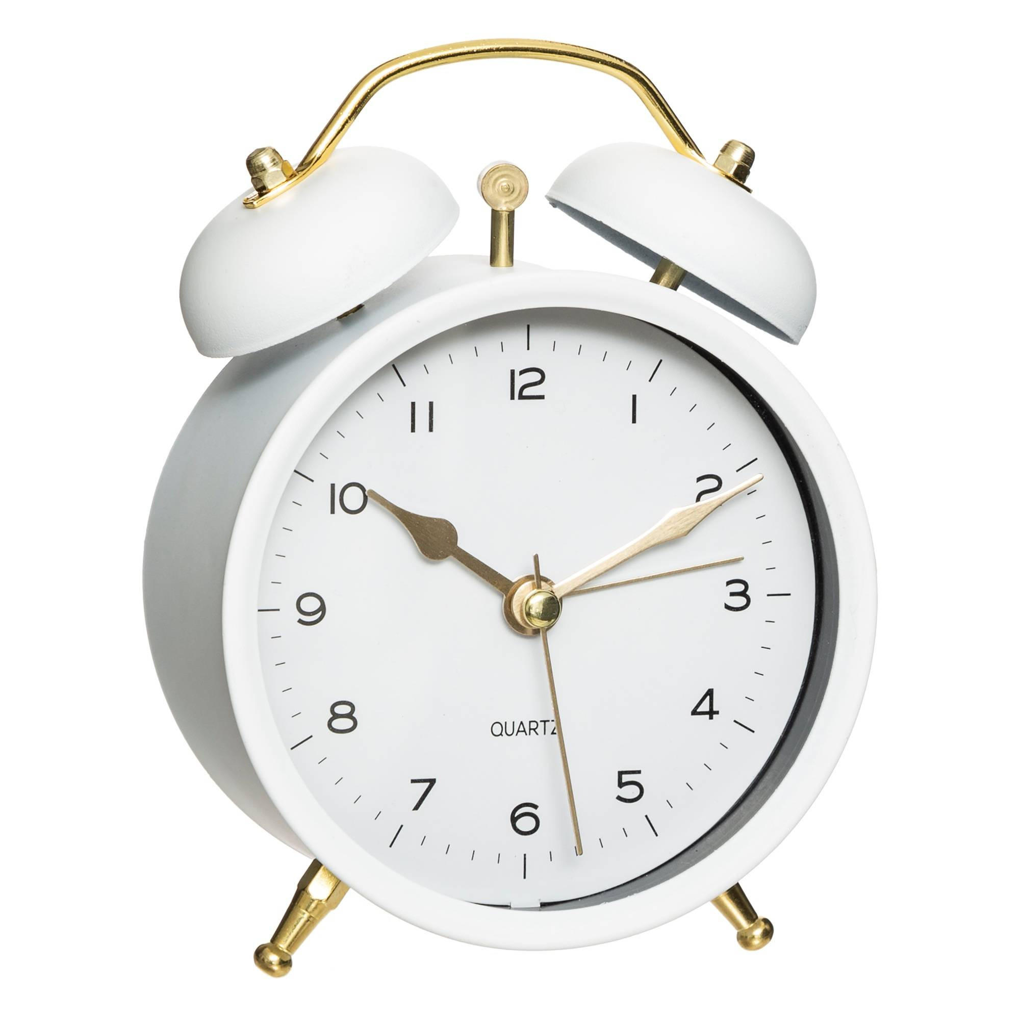 WECKER mit goldenen Uhrzeigern 10/5,5/13,5 cm - Weiß, Metall (5.5/13.5/10cm) - Atmosphera Createur d´interieur