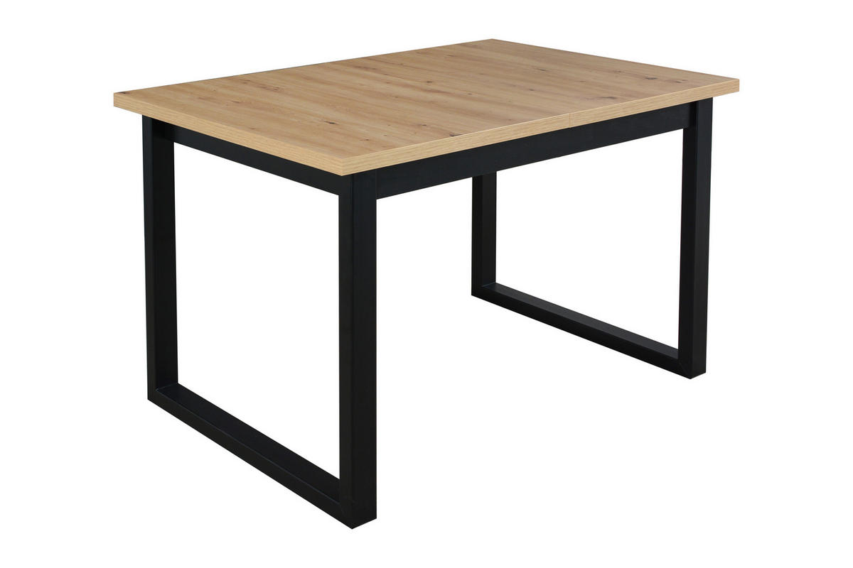 ESSTISCH Ikon 3 S - Schwarz/Eiche Artisan, Holz/Metall (80/120/79cm) - Leaf Design