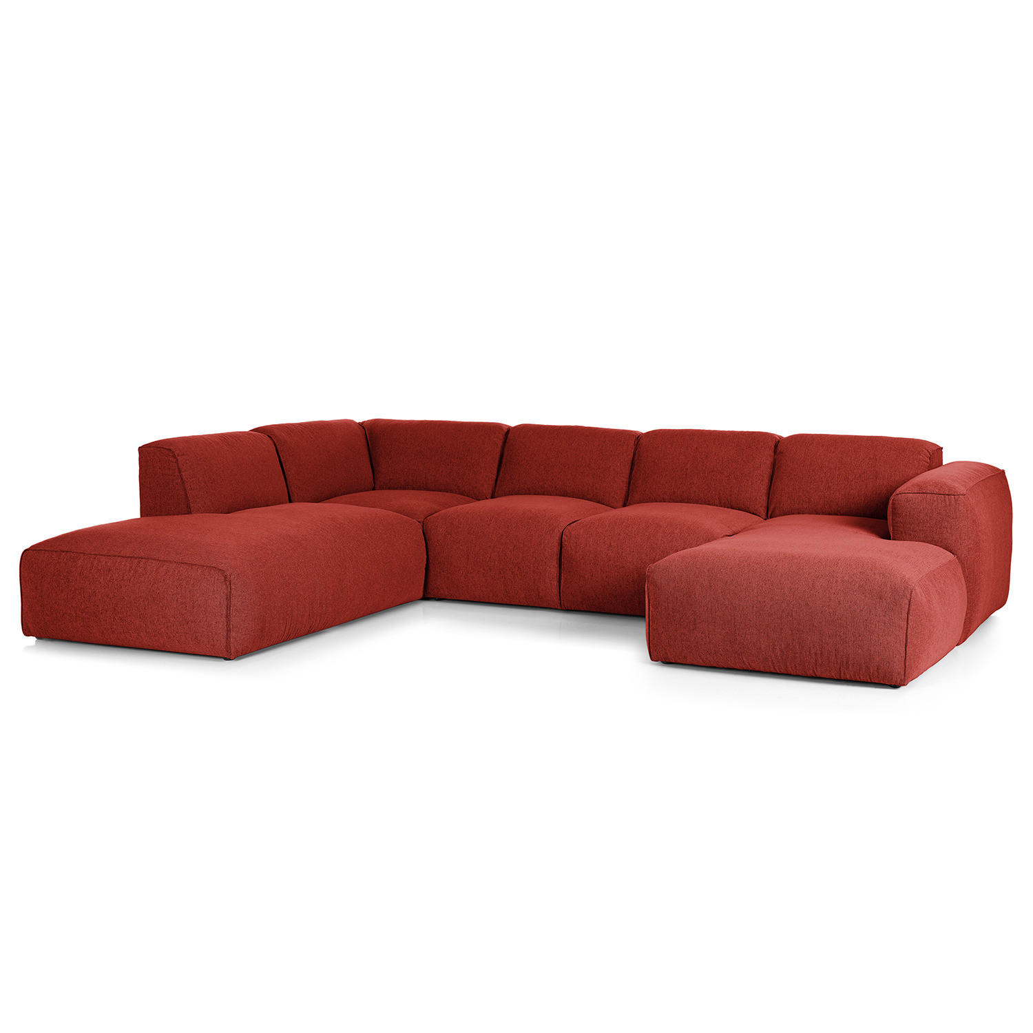 WOHNLANDSCHAFT mit Longchair - Rot/Schwarz, Kunststoff/Textil (325/71/235cm) - home24