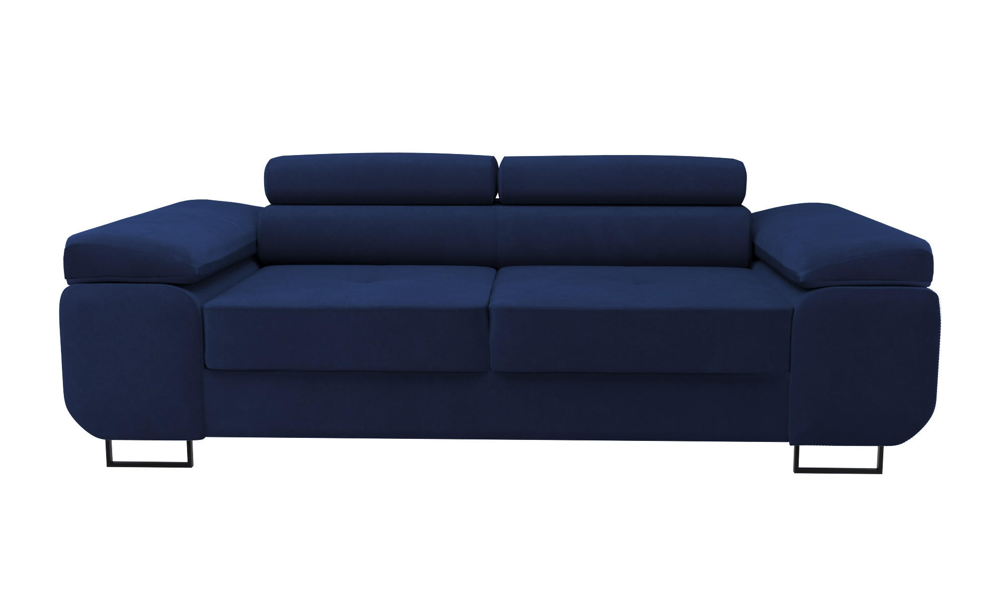 2-SITZER-SOFA WILD mit Verstellbare Kopfstützen Velours Dunkelblau - Chromfarben/Dunkelblau, Holz/Textil (209/89/102cm) - Muffo