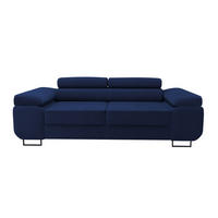 2-SITZER-SOFA WILD mit Verstellbare Kopfstützen Velours Dunkelblau - Chromfarben/Dunkelblau, Holz/Textil (209/89/102cm) - Muffo