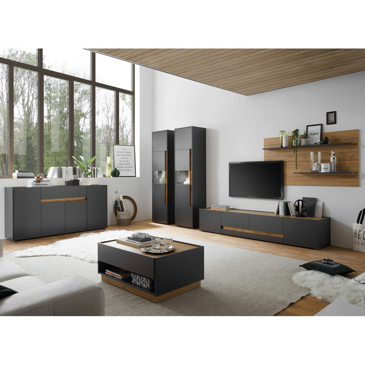 SIDEBOARD Crisp-61 - Anthrazit, Holzwerkstoff (170/87/40cm) - Lomado