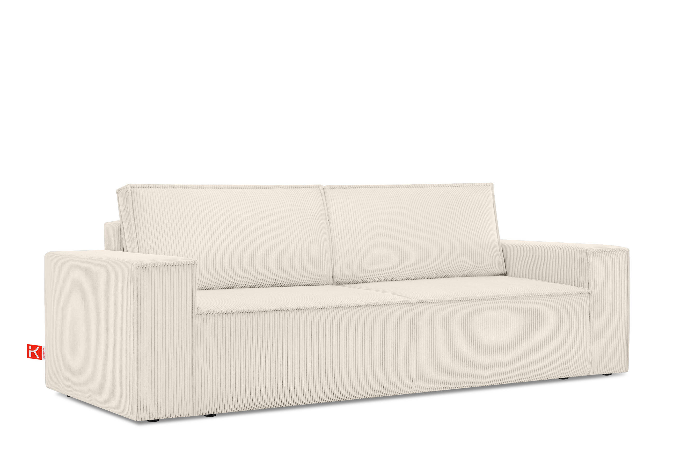 3-SITZER-SCHLAFSOFA NAPI in Pet Friendly Cord-Stoff, ecru - Ecru/Schwarz, Textil (244/89/101cm) - KONSIMO®