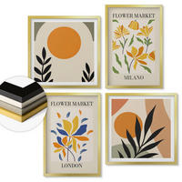 WANDBILDER 4er Set - 50x50 cm & 40x60 cm Goldrahmen - Blumenposter Paris Mailand - Goldfarben, Kunststoff (50/50cm) - ArtPrintCave