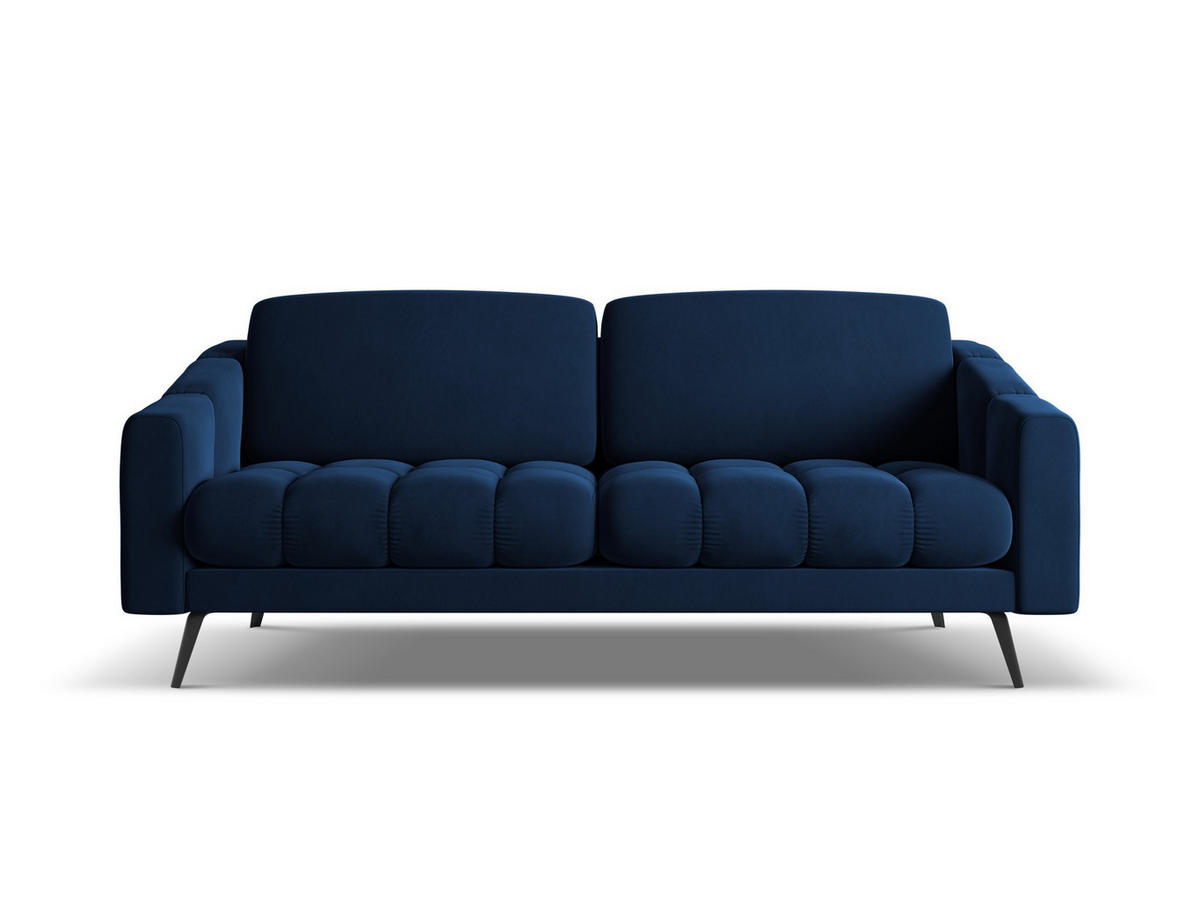 3-SITZER SOFA Samt Stoff Blau - Blau/Schwarz, Textil/Metall (202/80/95cm) - Makamii